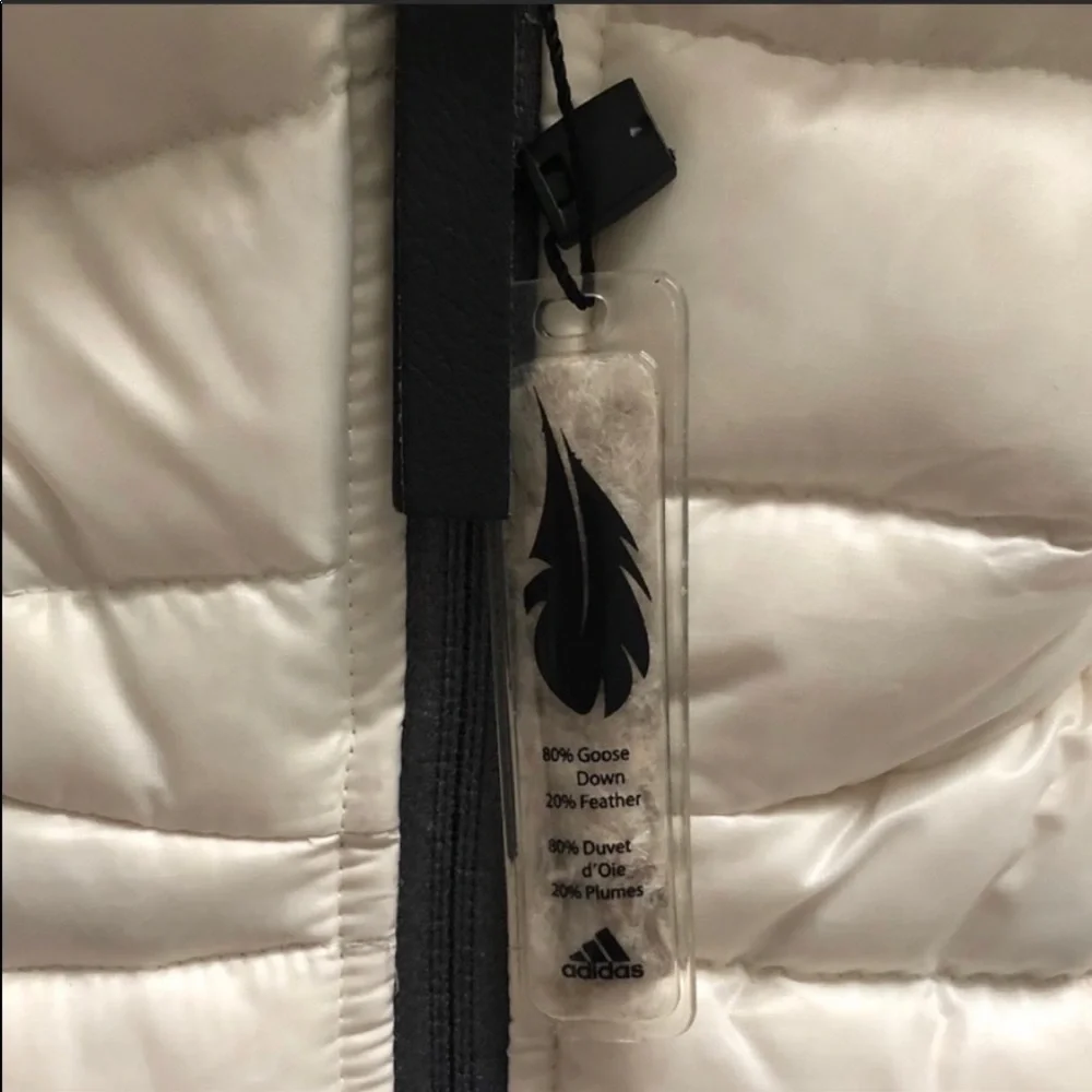 NWT Adidas White Down Puffer Jacket Small - Sample - Picture 8 of 15